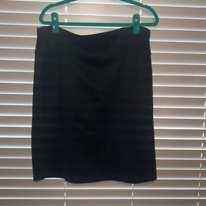 Faux suede black mid length skirt